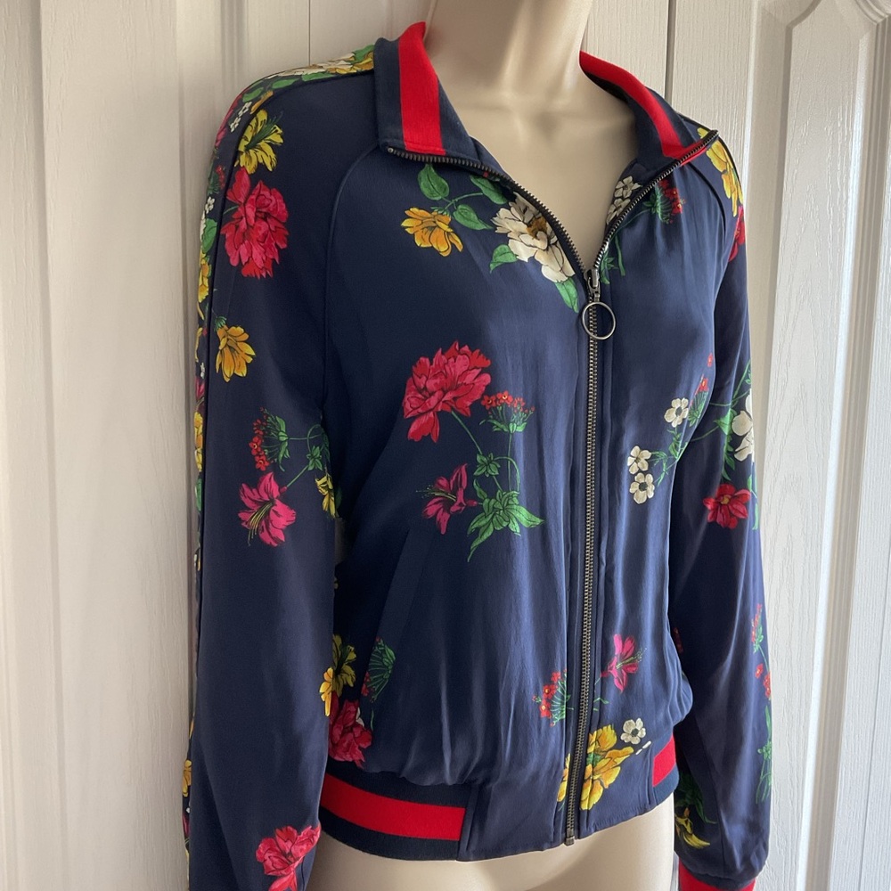 Joie Navy Floral Bomber Jacket